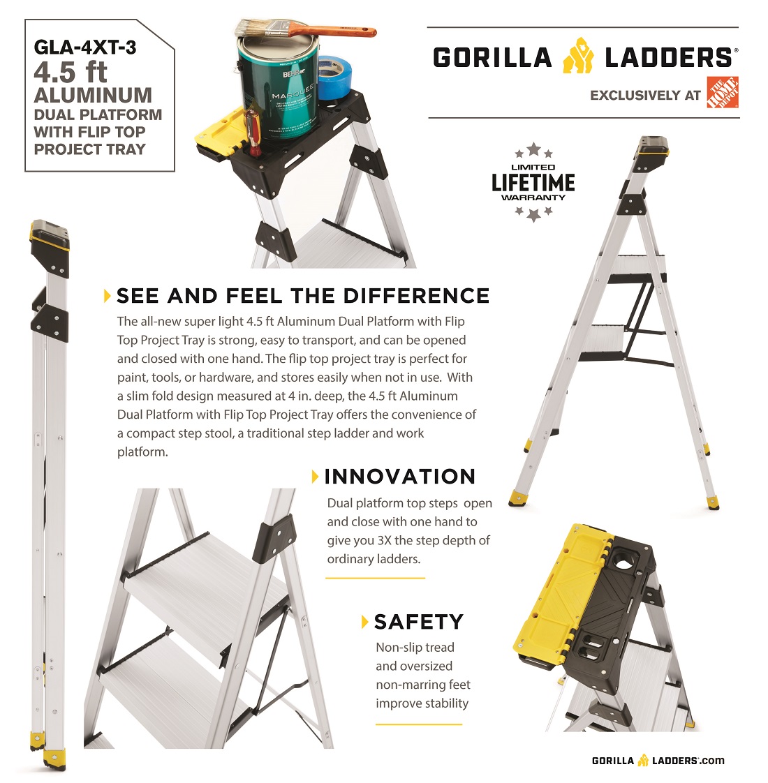 Gorilla Ladders 4.5 ft. 250 lbs. Load Capacity Type I Duty Rating